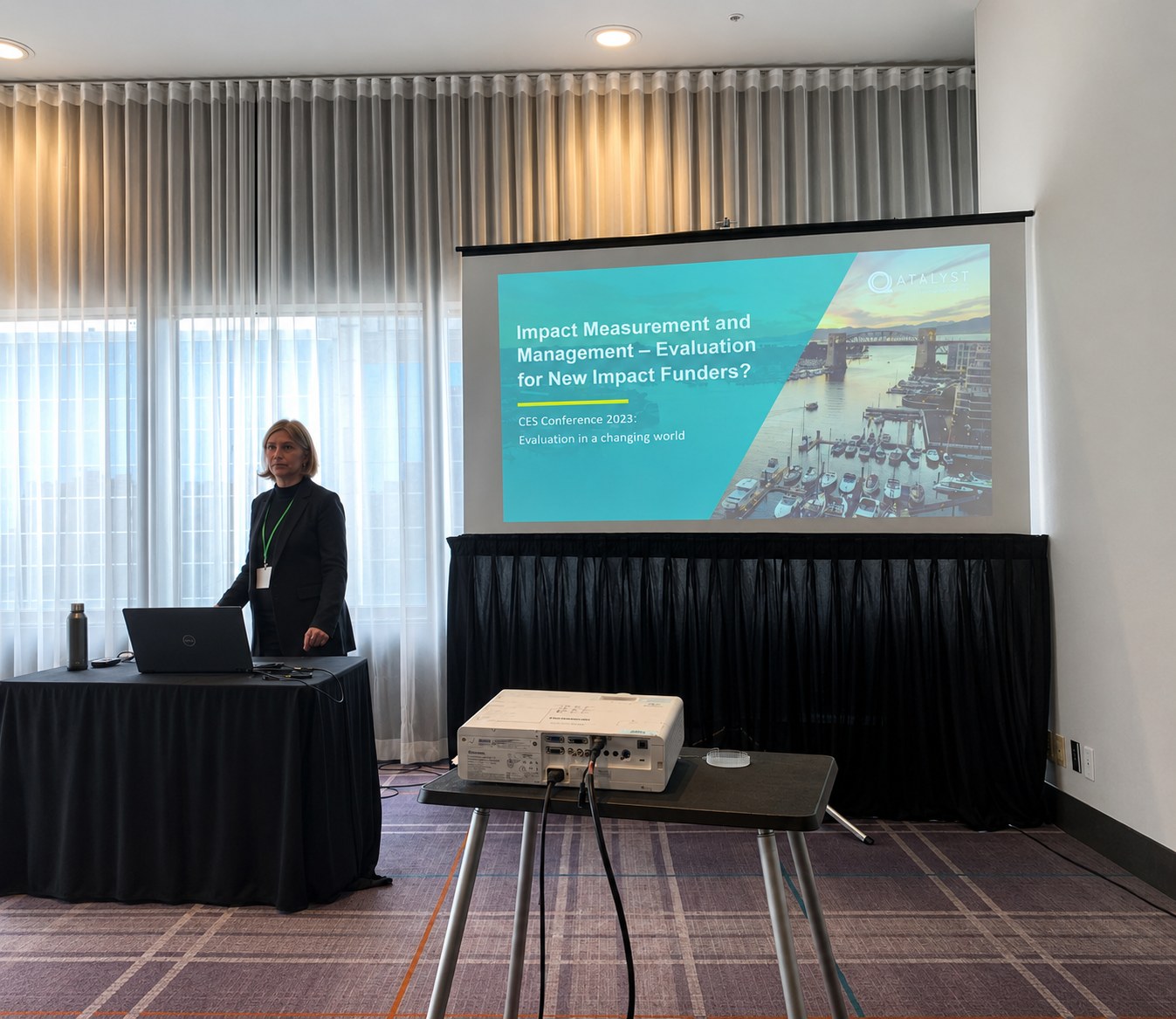 Slavica presenting impact measurement and management at a conference